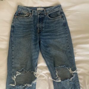 Top shop mom dad jeans distressed